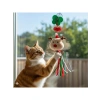 Noel Temalı Kedi Oyuncağı - Renkli İp Püsküllü ve Zilli