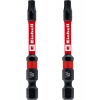 Orijinal Einhell Çift Torsiyonlu Darbeli Bit Seti, 2 Parça, 60 mm, T25 (S2 Çelik, Yüksek Dayanıklılık, Çift Torsiyon Etkisi, Kırmızı Renk Halkası, E 6.3 Sap) - 49132180