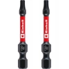 Orijinal Einhell Darbeli Bit Seti, 2 Parça, 50 mm, T20 (S2 Çelik, Torsiyon Bölgesi, Verimli Güç Aktarımı, Kırmızı Renk Halkası, E 6.3 Sap)