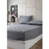 Pamuklu Fitted Yatak Koruyucu Alez, 160x200 cm, Gri