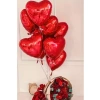 Parlak Kırmızı Kalp Folyo Balon, 5 Adet, 45 cm