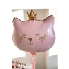 Pembe Kedi Desenli Folyo Balon, 76x64.5 cm Boyutunda