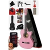 Pembe Renkli 4/4 Boy Klasik Gitar Seti, SOLAK Kullanım için