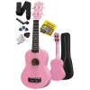 Pembe Renkli Soprano Ukulele, Askı ve Çanta ile Birlikte