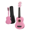 Pembe Renkli Soprano Ukulele, Askı ve Çanta ile Birlikte