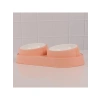 Pembe Silikon Yüzeyli Çift Hazneli Kedi Mama Kabı