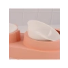 Pembe Silikon Yüzeyli Çift Hazneli Kedi Mama Kabı