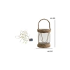 Pilli LED Işıklı 20x10 cm Rustik Cam Fener, Bahçe ve Balkon Dekorasyonu