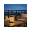 Pilli LED Işıklı 20x10 cm Rustik Cam Fener, Bahçe ve Balkon Dekorasyonu