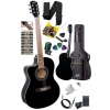 Profesyonel Siyah Elektro Akustik Gitar Seti 4/4