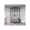 Raumark Black Quandrum 6mm Karolajlı Ortası Kumlamalı Kare Duşakabin