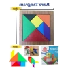 Renkli Ahşap Kare Tangram Zeka Oyunu, 7 Parça 17x17cm
