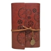 Retro Tasarımlı Deri Kapaklı Günlük Not Defteri - Baskılı Saat Kolye