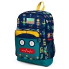 Robot Tasarımlı Sırt Çanta - Lacivert, Çift Fermuarlı