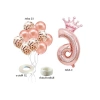 Rose Gold Rakam Folyo Balon Seti, Kral Tacı ve Konfetiler