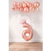 Rose Gold Renkli 6 Rakam Folyo Balon ve Konfetili Balon Seti