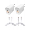 S-Link 20W Çift Portlu Usb-C + Usb-A Hızlı Şarj Cihazı + 1 Metre Type-C To iPhone Lightning Kablo (2 li Set: 2 Adaptör + 2 Kablo) | Super Hızlı Şarj iPhone 15/16/17, Android, Ipad, Tablet Uyumlu