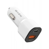 S-Link SL-EC38PD Typec To Typec Kablolu 38W Pd + USB Qc3.0 Beyaz Araç Şarj Cihazı