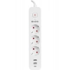 S-link SPG03TC 2 Usb +1Type C 5V2.4A 1.5m 3x1.00mm 100% Bakır 750 Joule 3 lü Anahtarlı Akım Korumalı Beyaz Priz