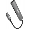 S-link SWV-USBC023 4 in 1 Gri Metal TypeC to 2-USB2.0 USB 3.0, PD Type C Adaptör