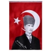 Saten Türk bayrağı, Atatürk posterli, 70x100 cm