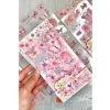 Şeffaf Sticker Seti - 60 Adet, Pembe Kelebek Tasarımlı
