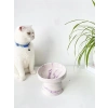 Seramik Kedi ve Köpek Mama Su Kabı - Mor Beyaz Ebru Desen