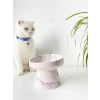 Seramik Kedi ve Köpek Mama Su Kabı - Mor Beyaz Ebru Desen