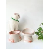 Seramik Kedi ve Köpek Mama Su Kabı, Turuncu Ebru Renkli 2li Set