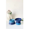 Seramik Mama ve Su Kabı, 2li Set, Mavi ve Renkli