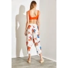 Shade Beli Lastikli Cepli Desenli Keten Pantolon