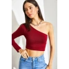 Shade Kadın Uzun Tek Omuz Crop Bluz