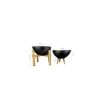 Siyah Gold Mermer Efektli 3-4 Ayaklı Toprak Saksı İkili Set - 20 cm Çap