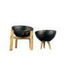 Siyah Gold Mermer Efektli 3-4 Ayaklı Toprak Saksı İkili Set - 20 cm Çap
