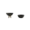 Siyah Granit Efektli 3 Ayaklı Toprak Saksı İkili Set - 20 cm Çap