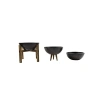Siyah Granit Efektli Toprak Saksı Üçlü Set - 20 cm Çap