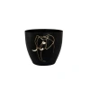 Siyah Metal Saksı Fil Desenli 13 cm Çapında