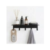 Siyah Paslanmaz Metal Yapışkanlı Banyo Organizer, 5 Kancalı