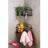 Siyah Renkli 2li Kancalı Yapışkanlı Banyo Duş Köşe Rafı