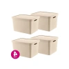 Smartware 4Lü Set Stafi Çok Amaçlı Kapaklı Kutu Latte 18 LT - LATTE, Çok Amaçlı Kapaklı Kutu, Ev-Ofis-Depo İçin, Kapaklı Saklama Kutusu