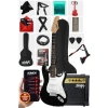 Solak Elektro Gitar Seti, Amfi ve Aksesuarlar ile Tam Paket, Beyaz-Siyah
