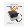 Spigen 10000 mAh Ultra Mini 30W USB-C + USB-A Giriş / Çıkış Hızlı Şarj 3 Portlu Powerbank / Type-C Dahili Kablolu Taşınabilir Şarj Cihazı EA3010BT Black - ABA09023