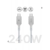 Spigen USB-C to USB-C 1.2 Metre Kablo 240W Güç / PPS 2.0 Desteği Super Hızlı Şarj / 40Gbps (E-Marker Çip) Data Aktarım Hızı / 8K Görüntü Aktarım / PD USB4 Gen3 Type-C Ekstra Dayanıklı White - ACA08776