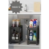 Tekerlekli 2 Katlı Banyo Mutfak Rafı, Siyah Renk Seçeneği