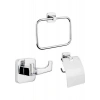 Tema Kare 3 Lü Set Yuvarlak Havluluk+Askılık+Tuvalet Kağıtlık