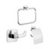 Tema Kare 3 Lü Set Yuvarlak Havluluk+Askılık+Tuvalet Kağıtlık