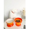 Turuncu Seramik Kedi ve Köpek Mama Su Kabı, Luna Model, 2li