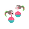 Tüylü Fareli Denge Topu - 2li Kedi Oyuncağı Seti, Devrilmez Taban, Renkli