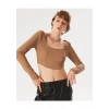 Twist Uzun Kollu Crop T-Shırt