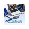UGREEN Nexode 200W GaN II 6 Portlu Masaüstü Hızlı Şarj Cihazı İstasyonu 4xUSB-C, 2xUSB-A, Gri - 40914